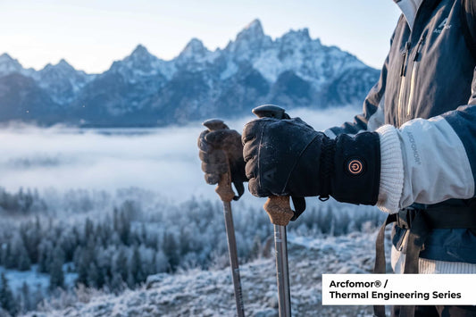 Arcfomor 7.4V professional heated gloves injecting continuous thermal relief for Raynaud's phenomenon and severe cold hands.