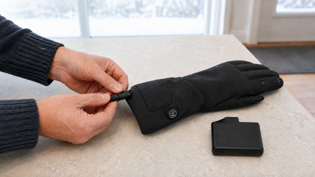 Safely checking the external battery connection of heated gloves that are not working