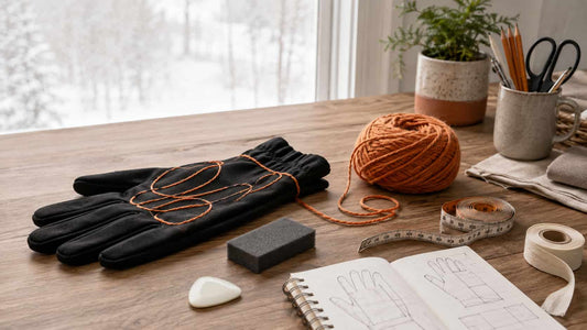 Non-powered DIY heated glove design prototype using yarn and a plain glove