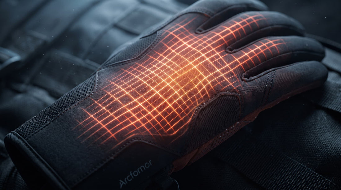 Arcfomor ultra-thin heated glove liner with composite fiber heating matrix for precise finger dexterity