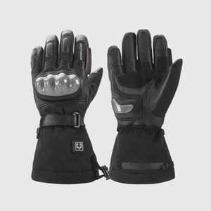 Black Basalt heated motorcycle gloves shown from knuckle and palm sides