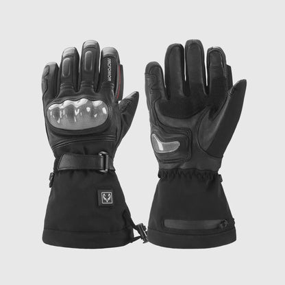 Black Basalt heated motorcycle gloves shown from knuckle and palm sides