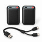 Two Dragonfly 5V 5000mAh batteries with the included USB-A to dual USB-C charging cable.