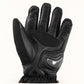 Palm view of a Basalt heated motorcycle glove showing textured grip reinforcement and the carbon-fiber palm-heel shell.