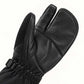 Close-up of the black goatskin palm on a Crab Claw glove, showing leather grain, the curved thumb panel and finger seams.
