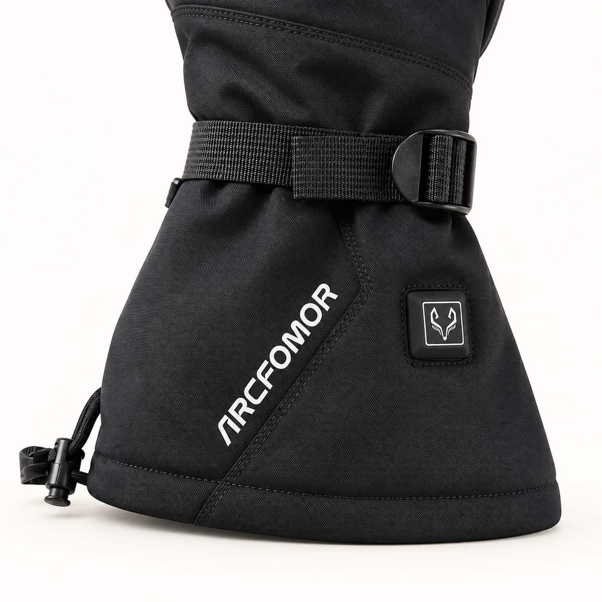 Crab Claw glove cuff with an adjustable woven wrist strap, square fox control button and drawcord adjustment.