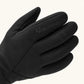 Close-up of an Ember 2.0 glove showing black fabric, finger seams and a tonal ARCFOMOR logo.