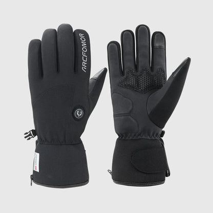 Earlier White Logo clearance style of Ember 2.0 heated gloves shown from the back and palm