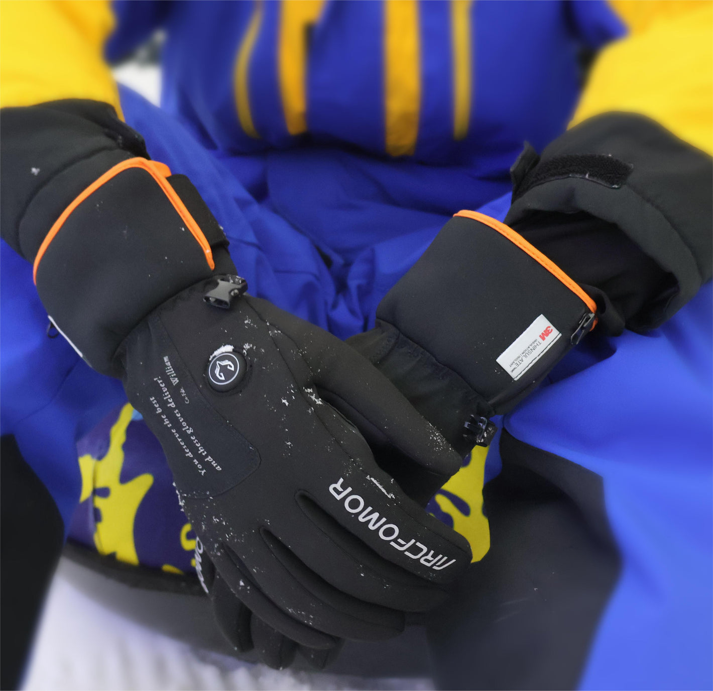 Earlier White Logo Ember 2.0 clearance gloves worn in light snow