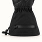 Helm glove cuff showing the horizontal battery-pocket zipper, stitched hem and adjustable drawcord with black toggles.