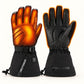 Helm heated gloves with illustrated warmth across the back and finger backs, and an orange outline around the palm view.