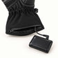 Onyx glove cuff with an open zippered battery pocket and a single cable connected to a black battery beside it.