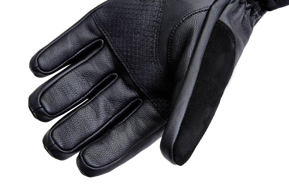 Close-up of goatskin palm, silicone grip and touchscreen thumb
