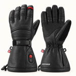 Polar Baron black goatskin heated gloves showing the back and reinforced palm.