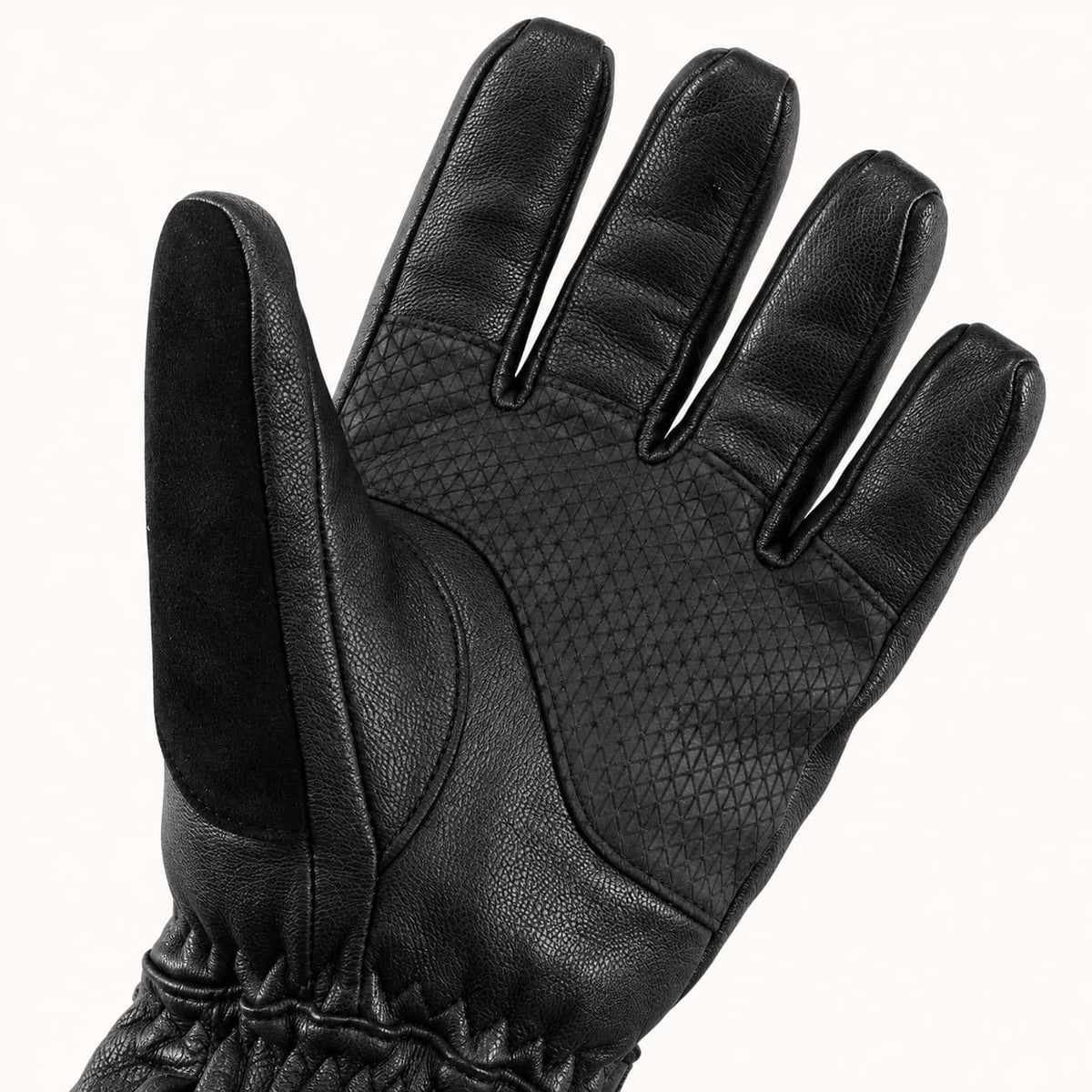 Close-up of the Polar Baron goatskin palm with triangular grip pattern and thumb panel.