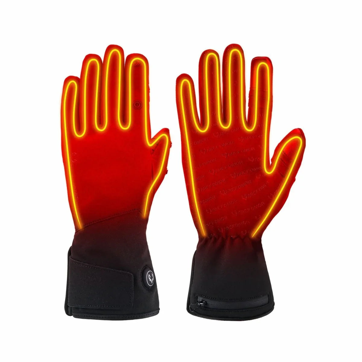 Illustration representing adjustable warmth in Spider Silk 7.4V heated gloves