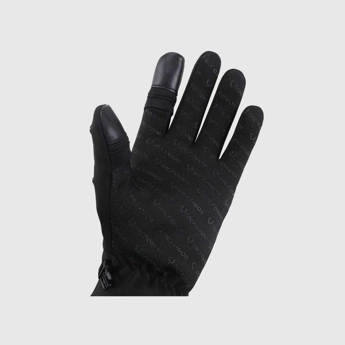 Spider Silk heated glove palm with the flip-top finger covers closed