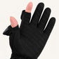 Spider Silk glove with the thumb and index finger covers folded back to expose the fingertips.