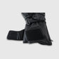 Open hook-and-loop gauntlet closure on a Tempest heated motorcycle glove