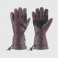 Brown Vellum goatskin heated gloves shown from the back and palm