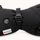 WinterGlow wrist strap, adjustment buckle, round heat control button and 3M Thinsulate label.
