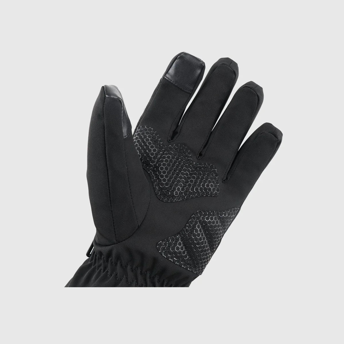 WinterGlow glove palm with silicone grip reinforcement and touchscreen thumb and index finger