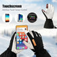 Infographic showing black Yellowstone shell gloves using touchscreen devices with the thumb and index fingertips