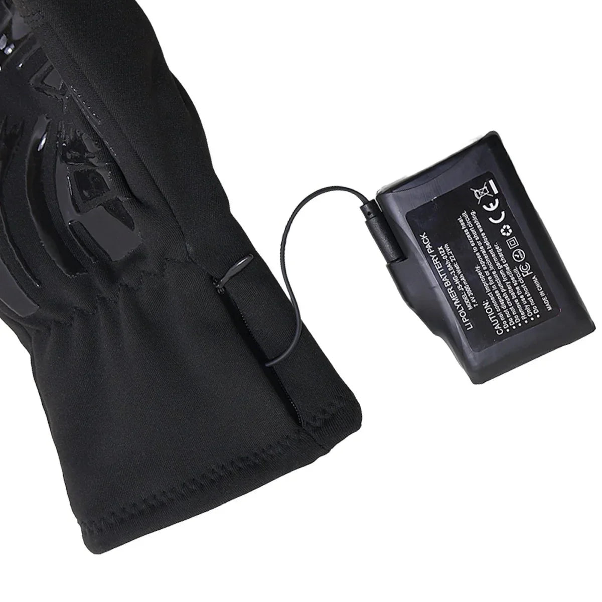 Feather heated glove connected to a 7.4V 3000mAh wrist battery